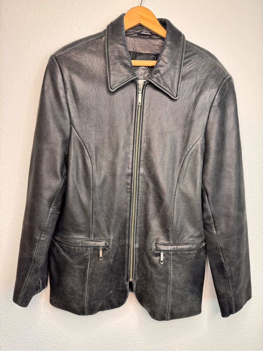 SOFT Leather Black Moto Women's Zip Up Valerie Stevens Jacket size M